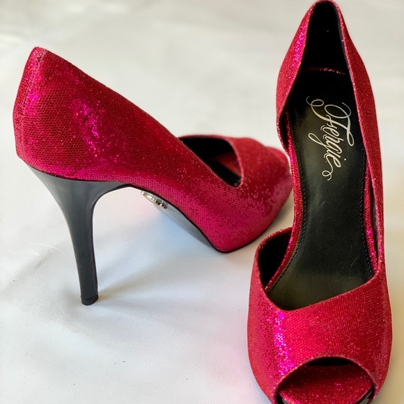 Fergie Metalic Pink Peep Toe Pumps - Picture 5 of 6